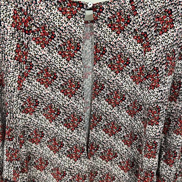 Zara Trafaluc Collection Red & Black Floral Long Sleeve Shorts Romper Size XS - Picture 8 of 16